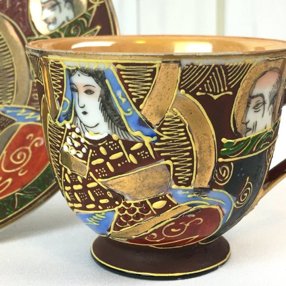 Vintage Japanese Goddess Scholars Moriage Made in Occupied Japan Cup & Saucer - Picture 3 of 11
